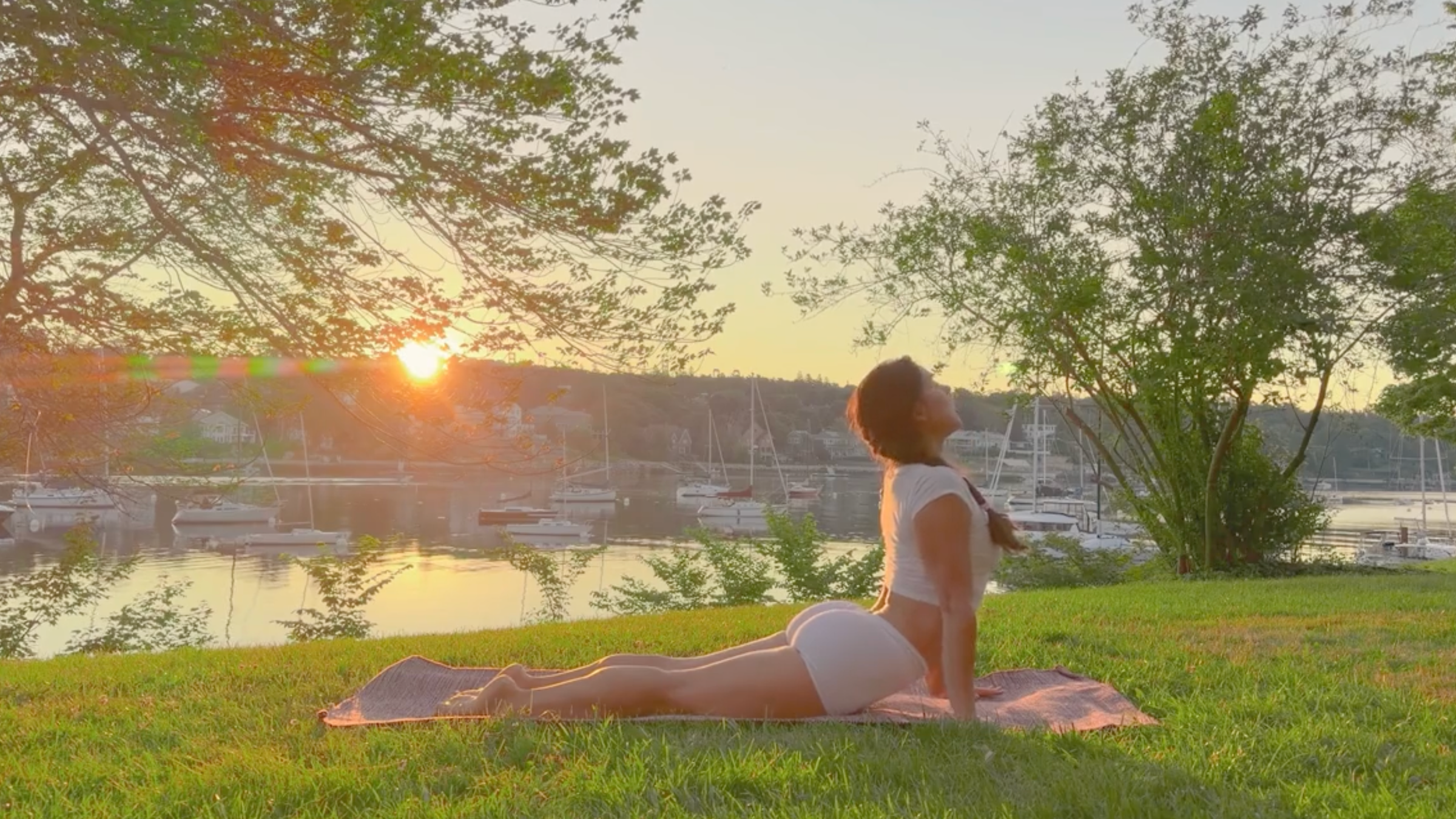Yoga teacher Emily Baltzer in Cobra Pose, part of her morning yoga flow